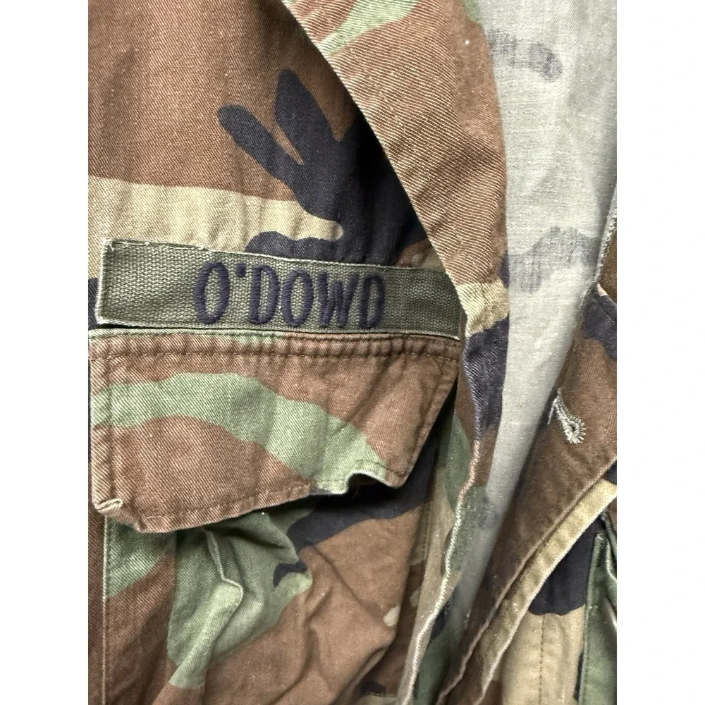 Vintage US Army Woodland‎ Camo Summer Combat Coat Jacket  Medium Long